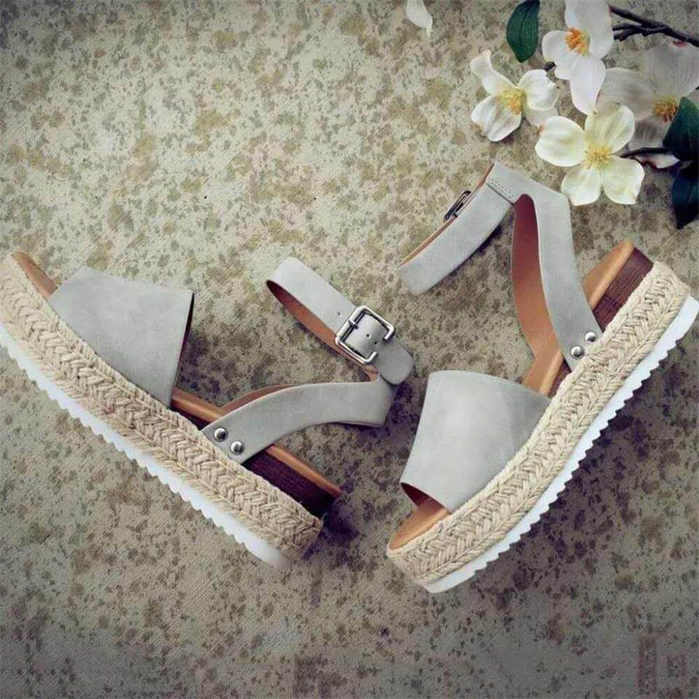 Elegante sommer sandaler for kvinner, plattform espadriller med ankelstropp.