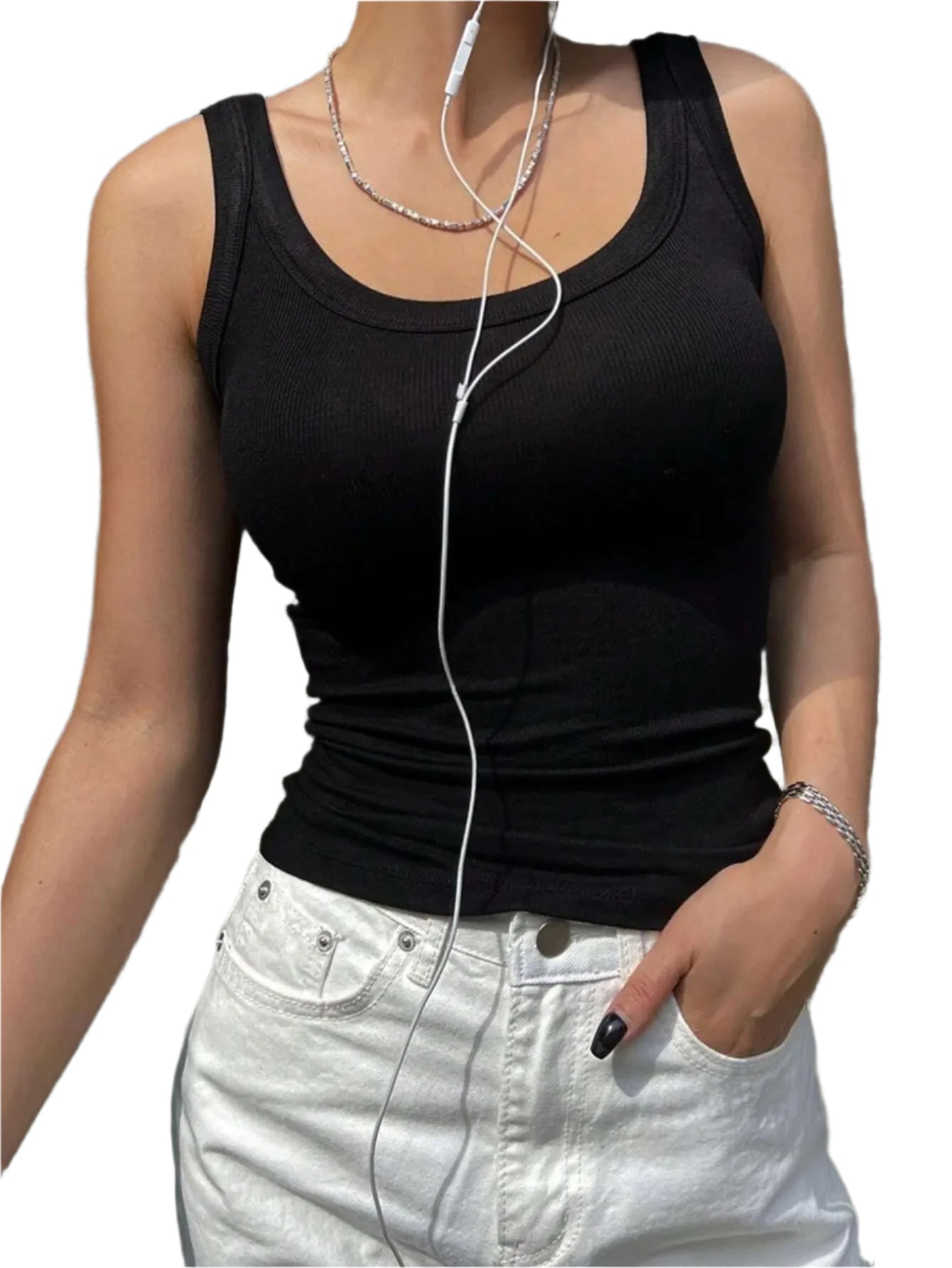 Grå strikket tanktopp for kvinner. Allsidig camisole perfekt for hverdag og lagpålag.
