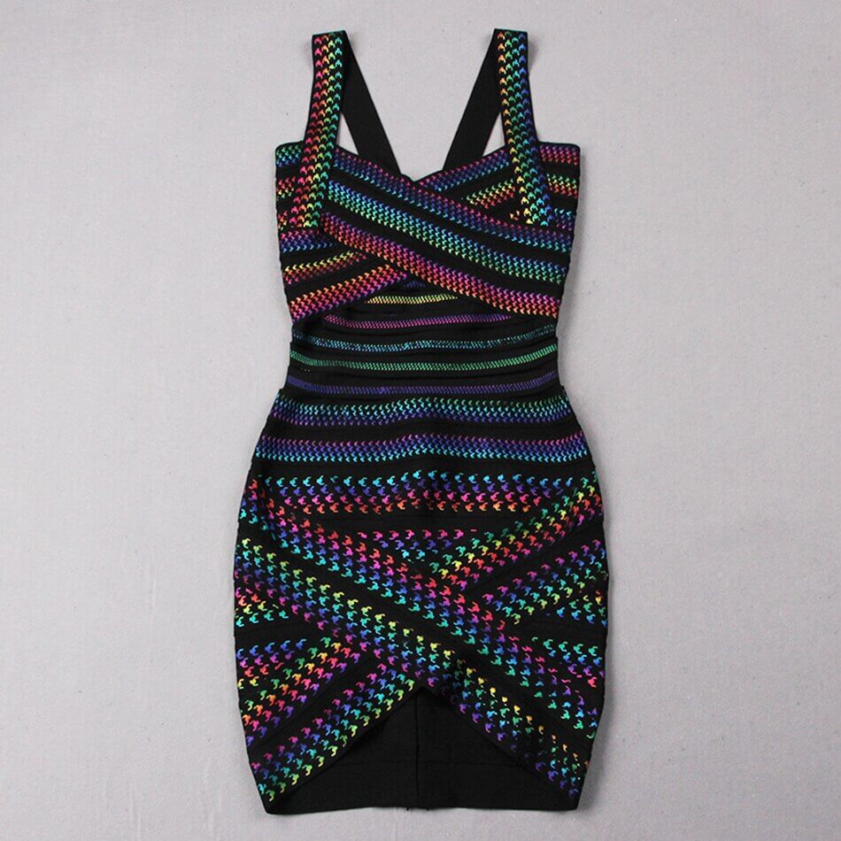 Kvinner stripet bodycon minikjole. Perfekt som elegant festkjole eller sommerlig partykjole.