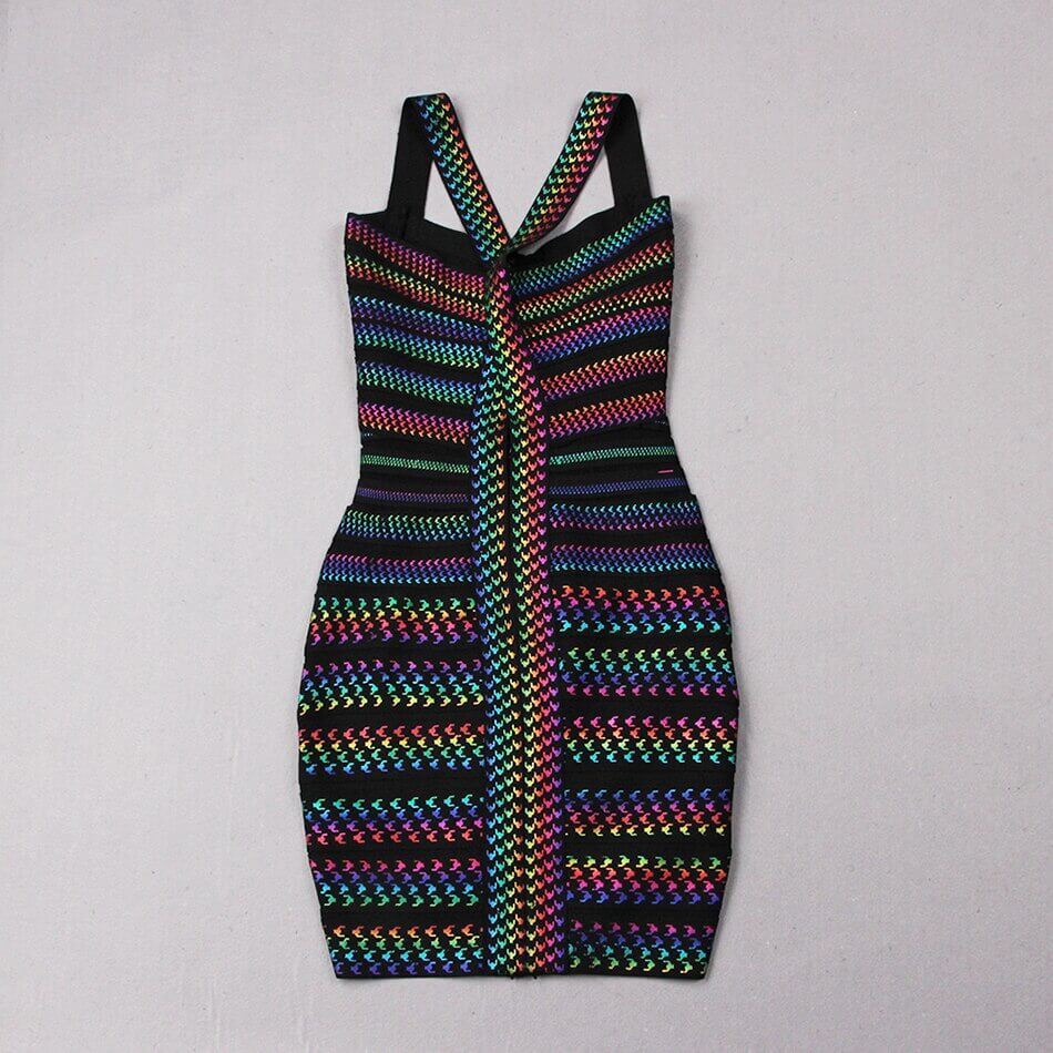 Festens midtpunkt! Stripet bodycon minikjole for kvinner. Ermeløs elegant partykjole.