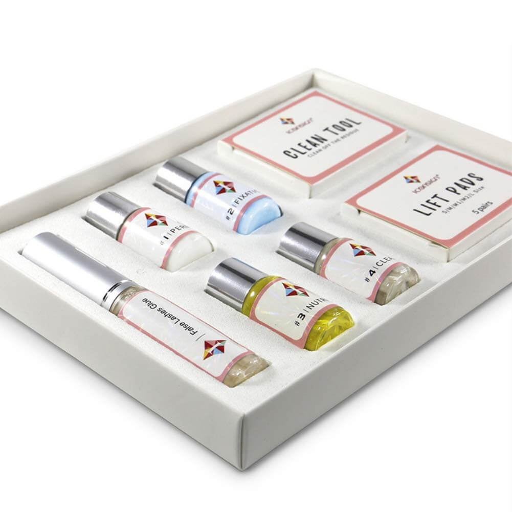 Det komplette vippeløft beautykit for kvinner, med alt du trenger for vakre, løftede øyevipper.