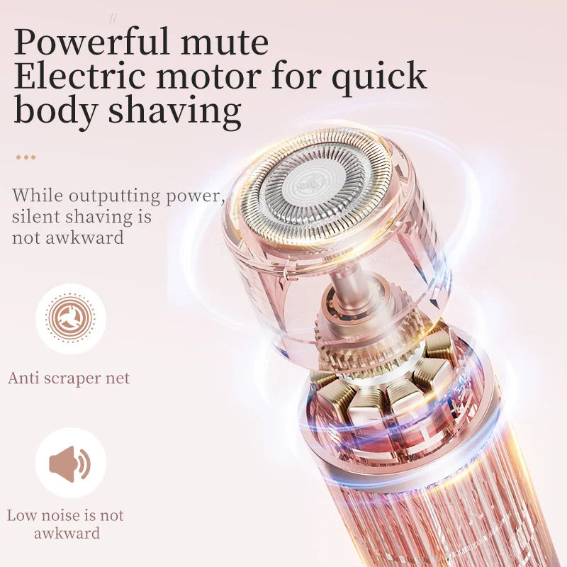 Kvinners elektrisk barbermaskin med USB lader, klar for smertefri hårfjerning av ansikt og kropp.