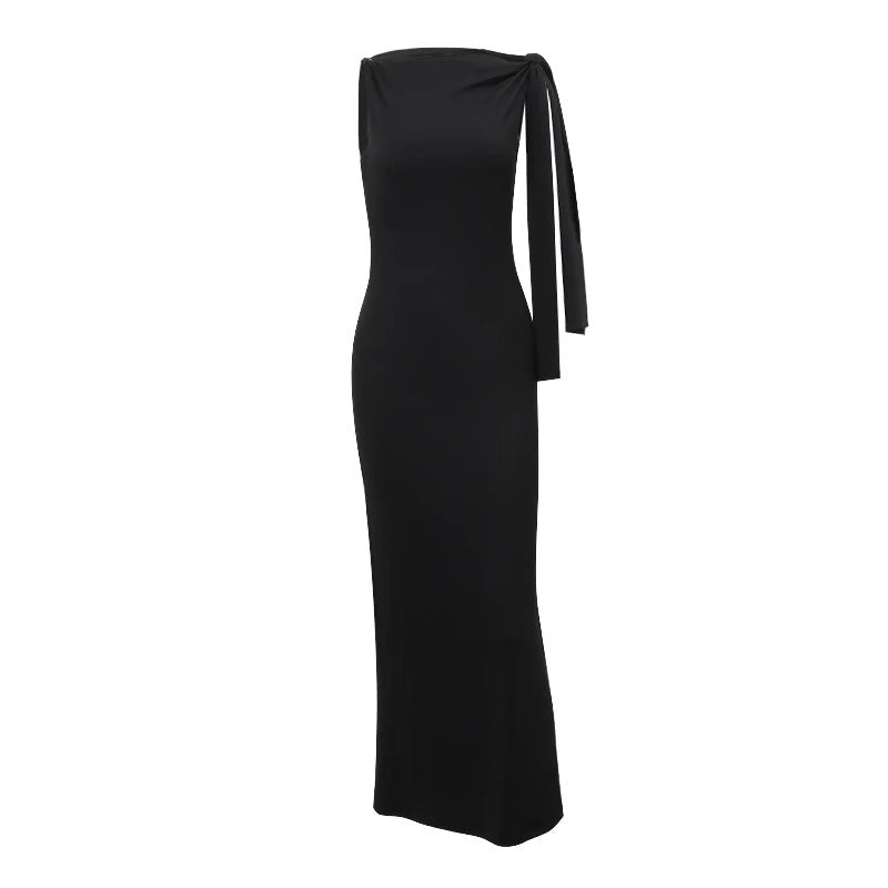 Elegant slim fit selskapskjole for kvinner, perfekt som ermeløs festkjole.