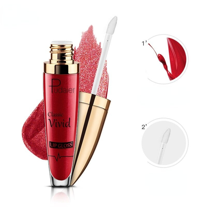 Kvinners glitrende lipgloss for langvarig strålende glans. Fuktighetsgivende leppesminke.
