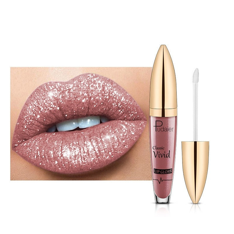 Glitrende lipgloss for kvinner. Skjønnhetsprodukt med strålende og langvarig effekt.