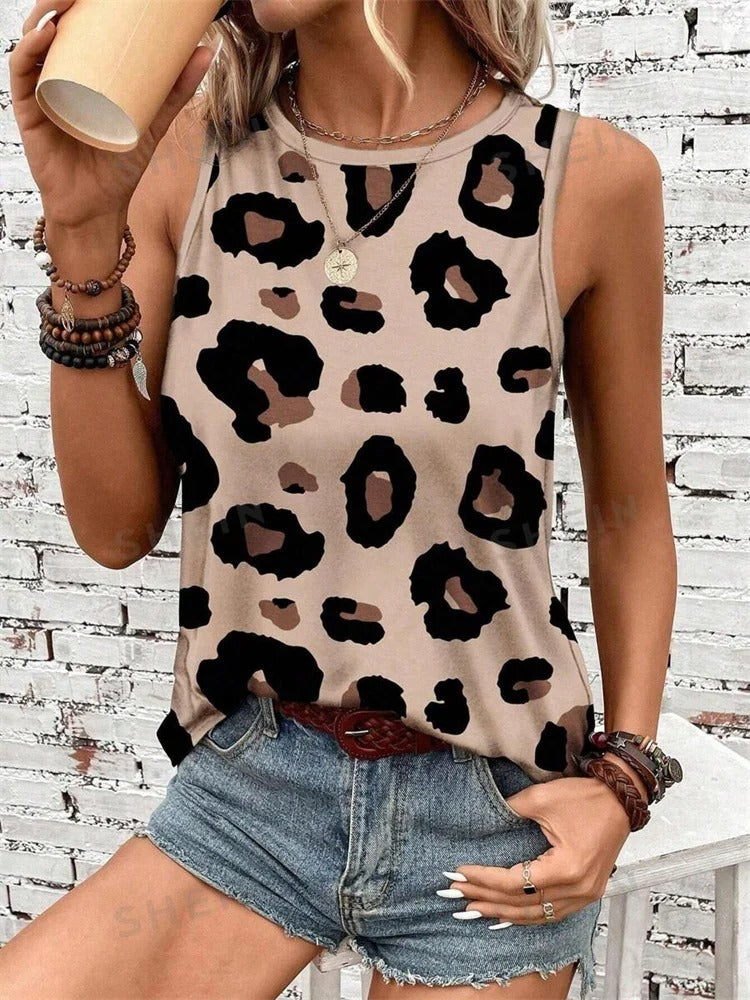 Allsidig leopard tank top, ideell for kvinners casual antrekk og trendy sommermote.