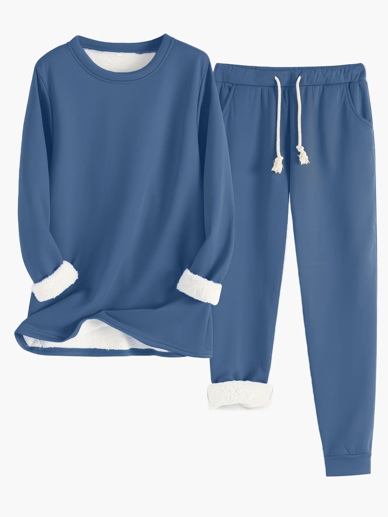 Todelt sett for kvinner: myk genser og bukse i uformell stil. Ideell for avslappede dager hjemme.