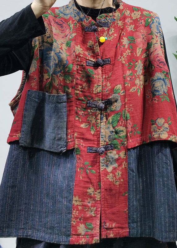 Lett og luftig kvinnes vest med løs passform, perfekt for vår og sommer. Vintage ermeløs vest med kinesisk knapp.