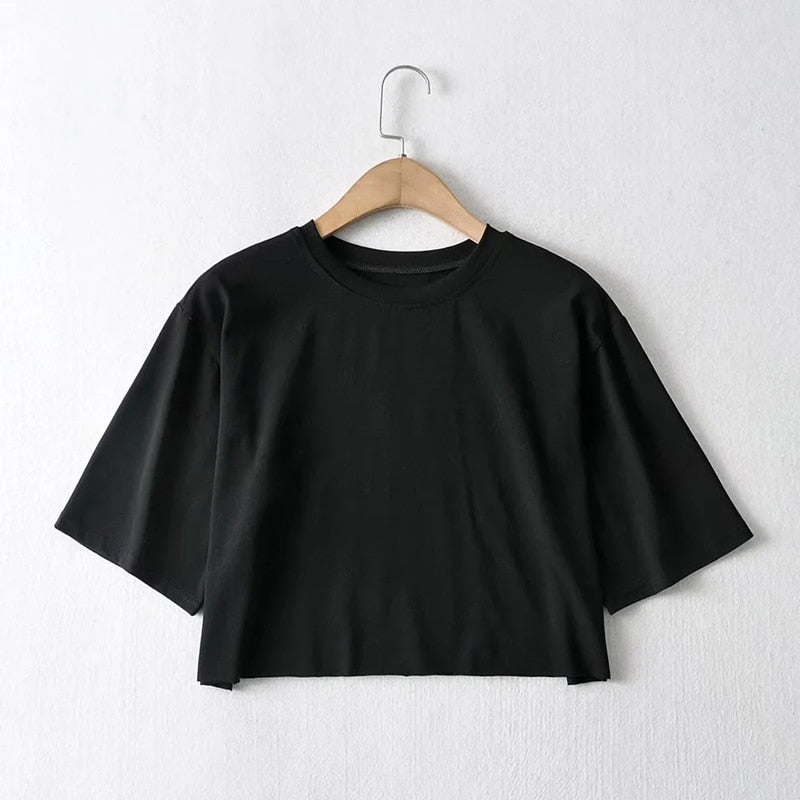 Løs dame croptop for sommeren, komfortabel og stilig.