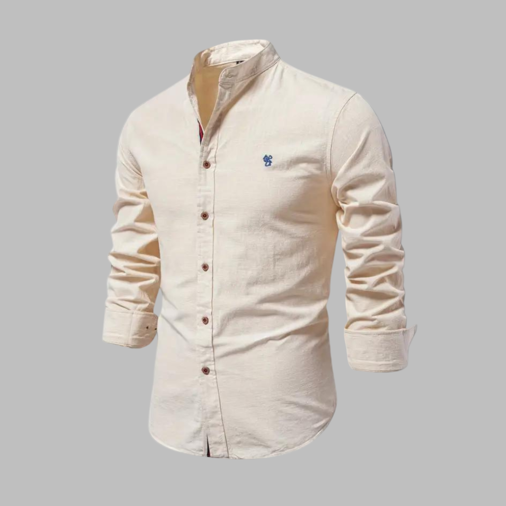 Trendy langermet poloskjorte i myk bomull for menn, perfekt for en avslappet men stilfull look.