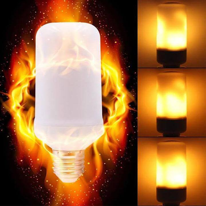 Varm hvit flammeeffekt LED lyspære for interiør, gir stemningsbelysning og koselig hjemmeinnredning.