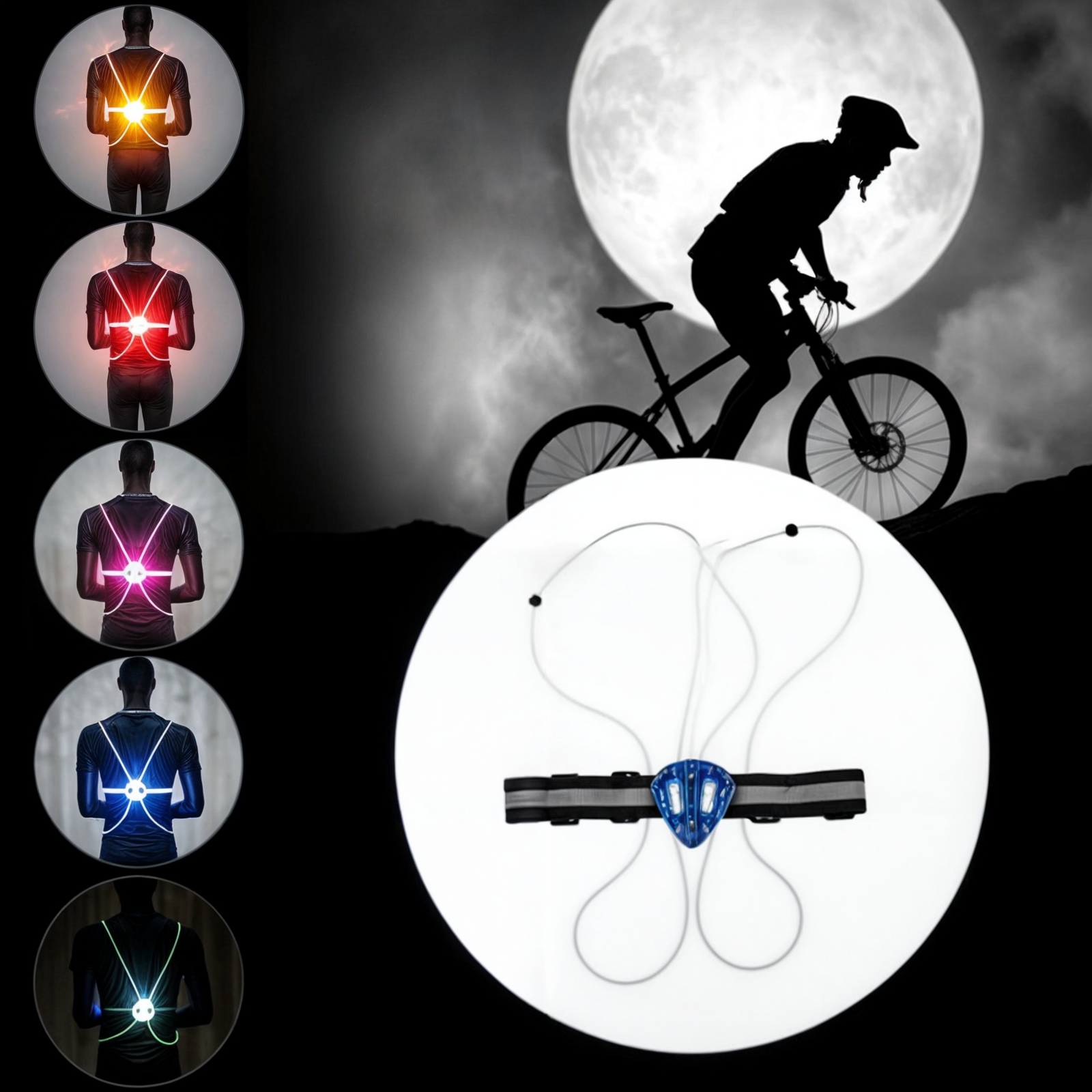 Praktisk og funksjonell LED-sikkerhetsvest. Perfekt for løpere, syklister og turgåere som er aktive i mørket.