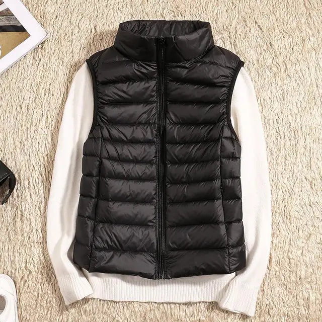 Elegant lettvekts dunjakke vest for damer, ideell for figursydd stil og vår/høstklær.