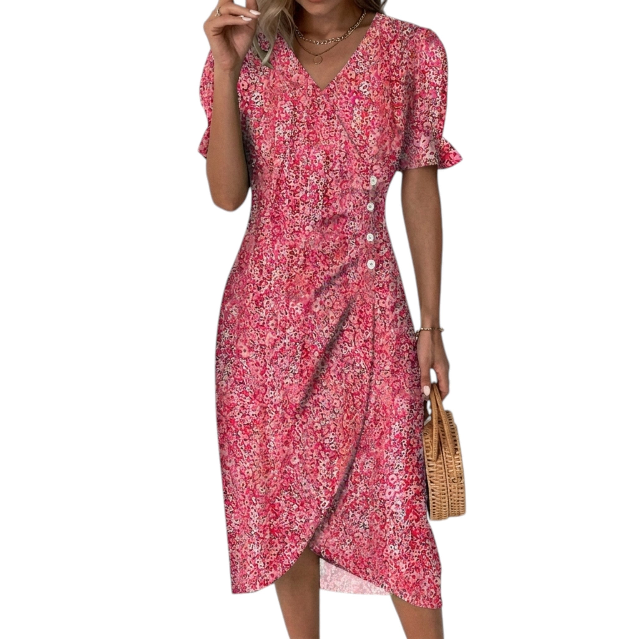 Elegant casual sommerkjole med flatterende passform, et must for enhver kvinnes sommergarderobe.