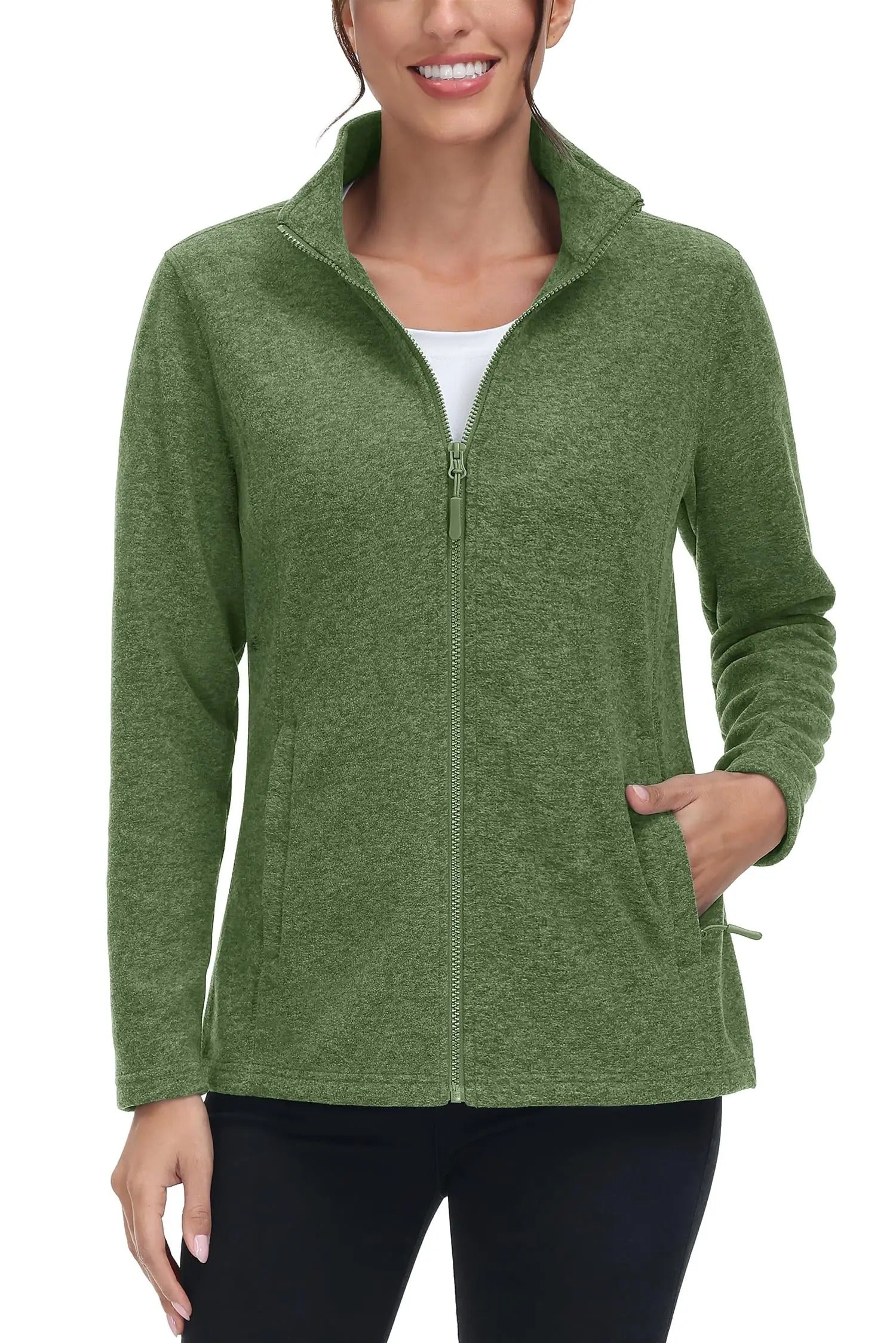 Glidelåsjakke for kvinner, i lett og varm fleece, utmerket som allsidig ytterplagg.
