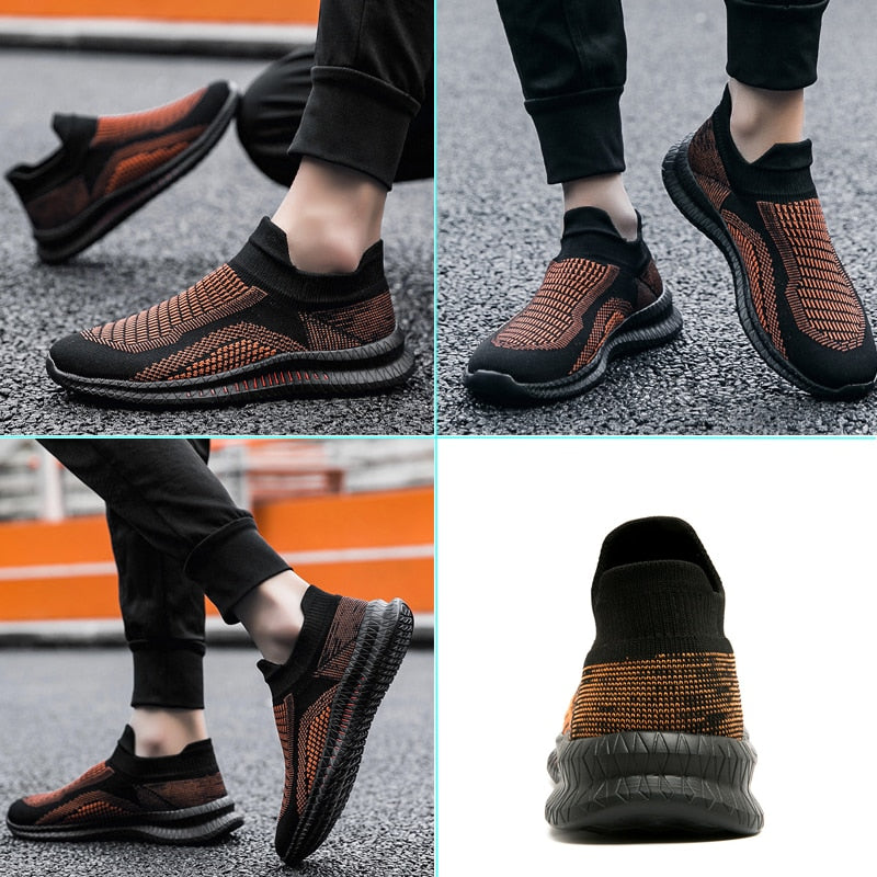 Mann iført lette, stilrene fritidssko; pustende sneakers perfekte for vår og sommer utendørs.