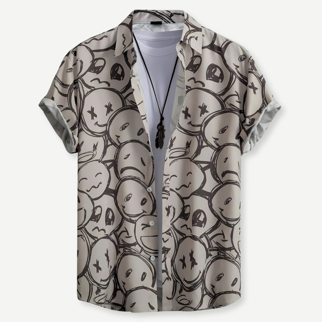 Komfortabel button-up herreskjorte i lettvekt for en avslappet stil. Pustende og allsidig for vår og sommer.