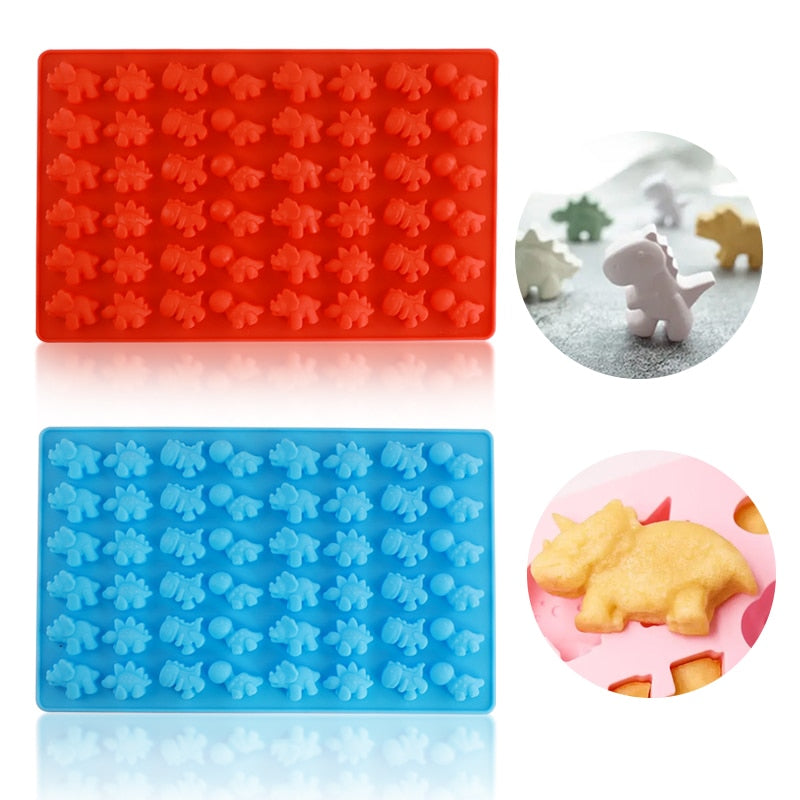 Kreativ dinosaur silikonform for DIY godteri og sjokolade. Morsom for barn på kjøkkenet.