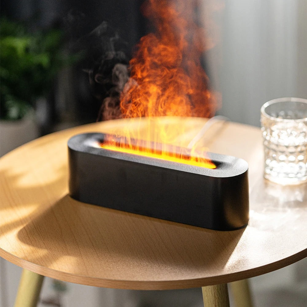 Elegant luftfukter med flammeeffekt. Ideell som dekorasjon eller gaveidé for å skape varm atmosfære.