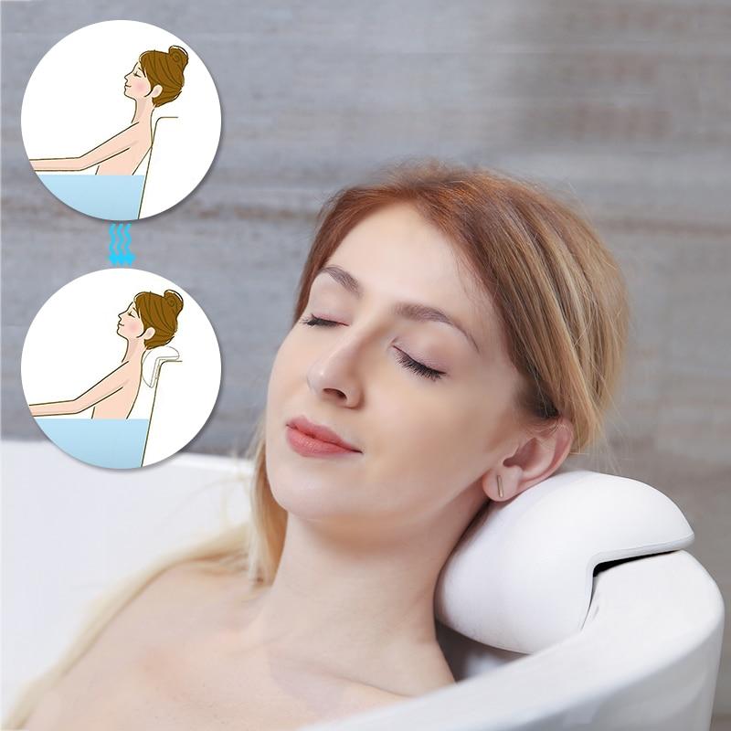 Ergonomisk badekarpute med sterk nakkestøtte og hodestøtte. Perfekt for kvinner som søker komfort og spa-følelse.
