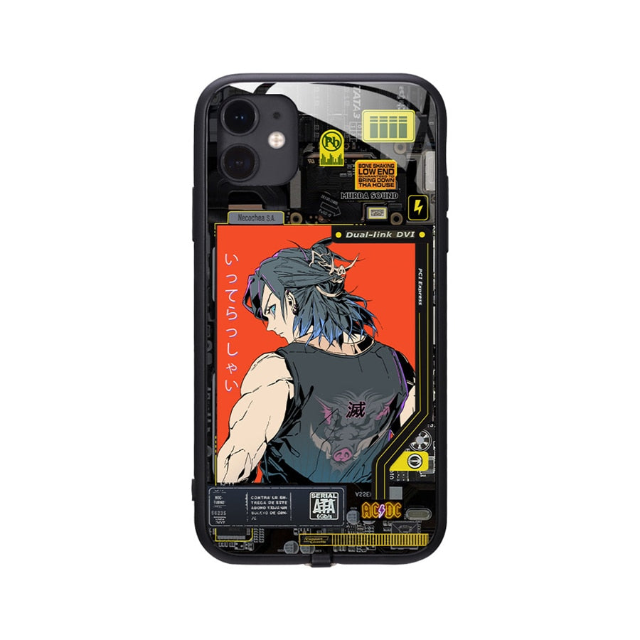 iPhone deksel med LED og anime-design. Personlig og lysende beskyttelse.