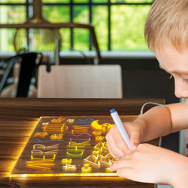 Kreativ LED tegnetavle for barn, perfekt for tegning, læring og lek med lys.