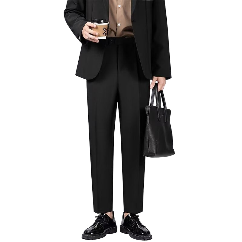 Mørkeblå slim fit ankelbukser for menn, elegante og moteriktige herrebukser for business og hverdag.