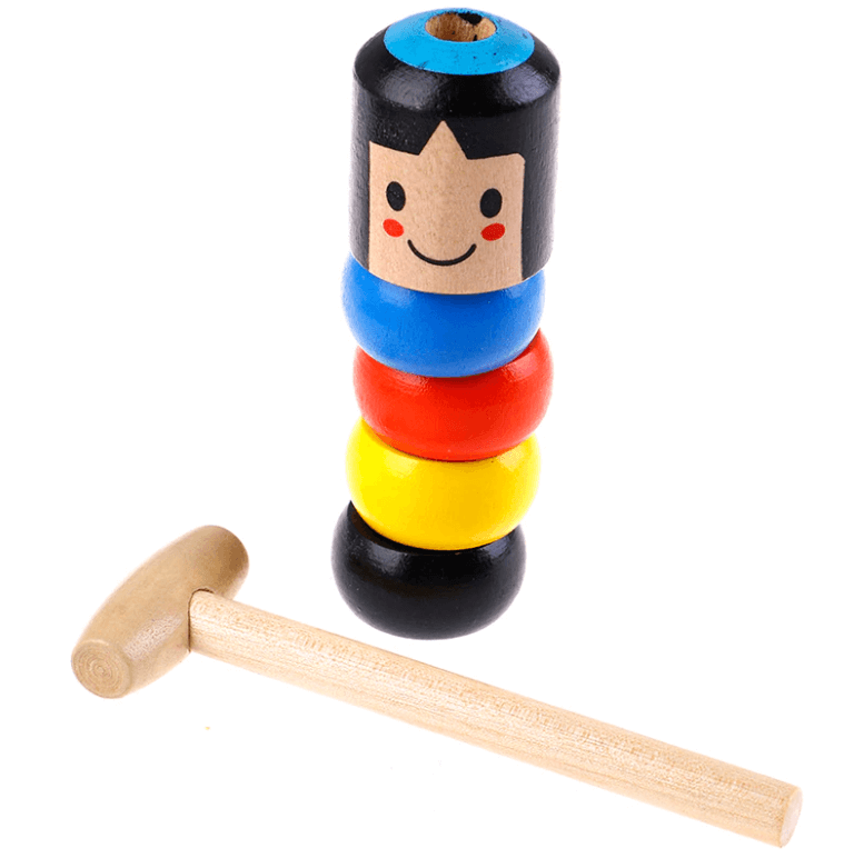 Magisk Daruma treleke, fargerik japansk snurrebass-figur for barn