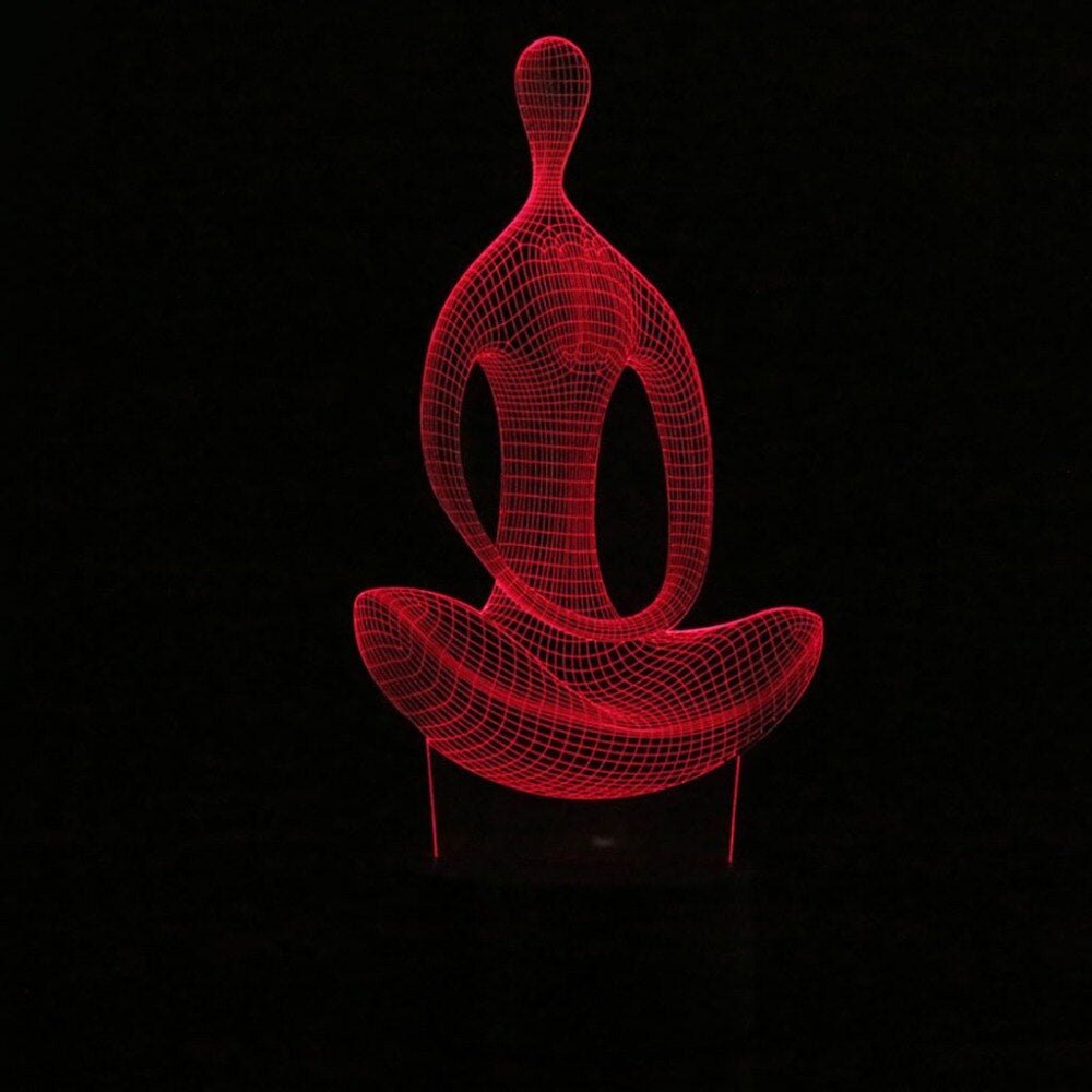 Fargerik illusjonslampe med yoga-motiv. Ideell for avslapning og rolig stemning.