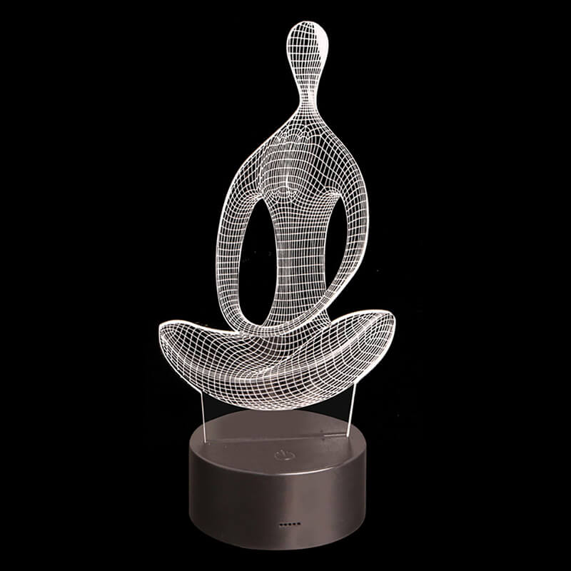 Unik 3D yoga lampe design som skaper en rolig og beroligende atmosfære i ethvert rom.