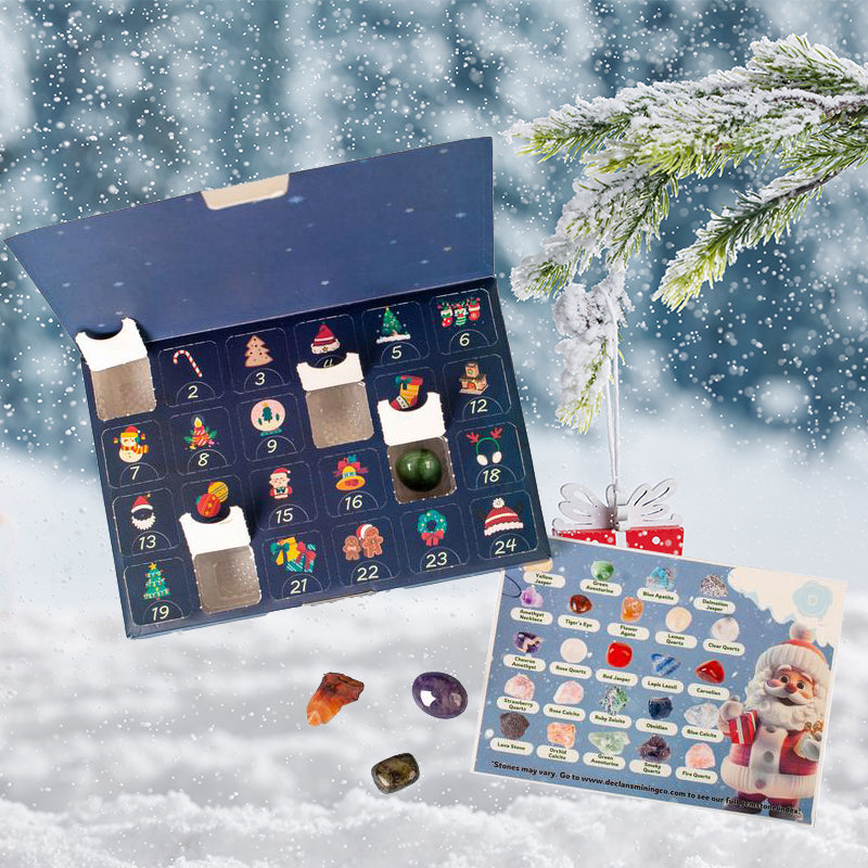 Adventskalender for barn og voksne, med 24 forskjellige mineraler og krystaller.