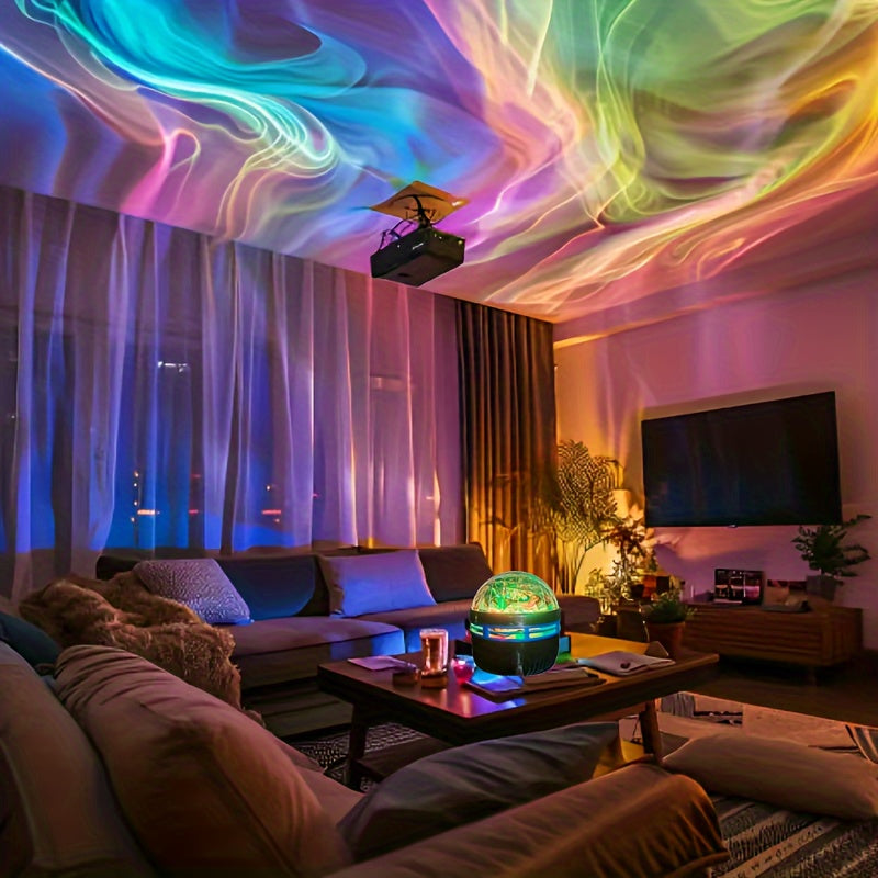 LED-projektor med stjernehimmel og fjernkontroll, ideell for festlys og en koselig atmosfære i rommet.