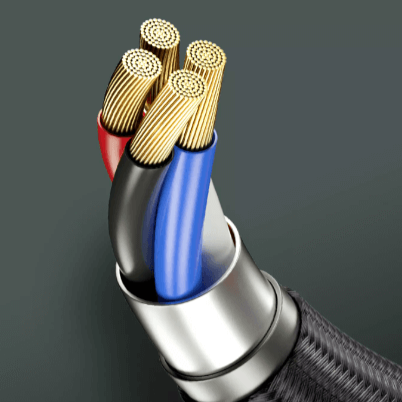 Komplett magnetkabelsett for telefoner: Nylonkabel, USB-C, Lightning og Micro-USB adaptere for lading.