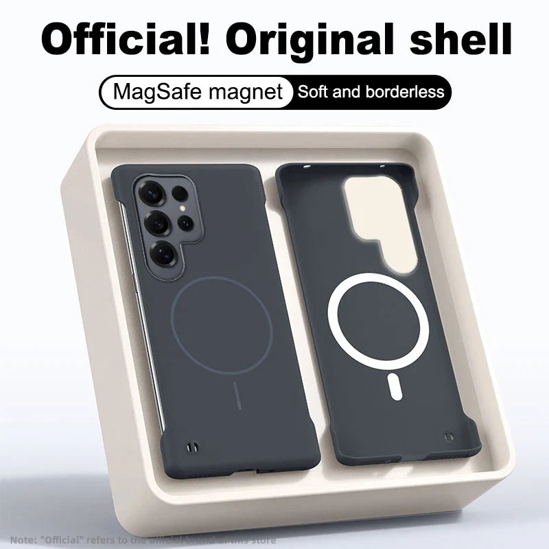 Ultratynt Galaxy S-deksel i rødt, magnetisk og rammeløst for optimal beskyttelse.