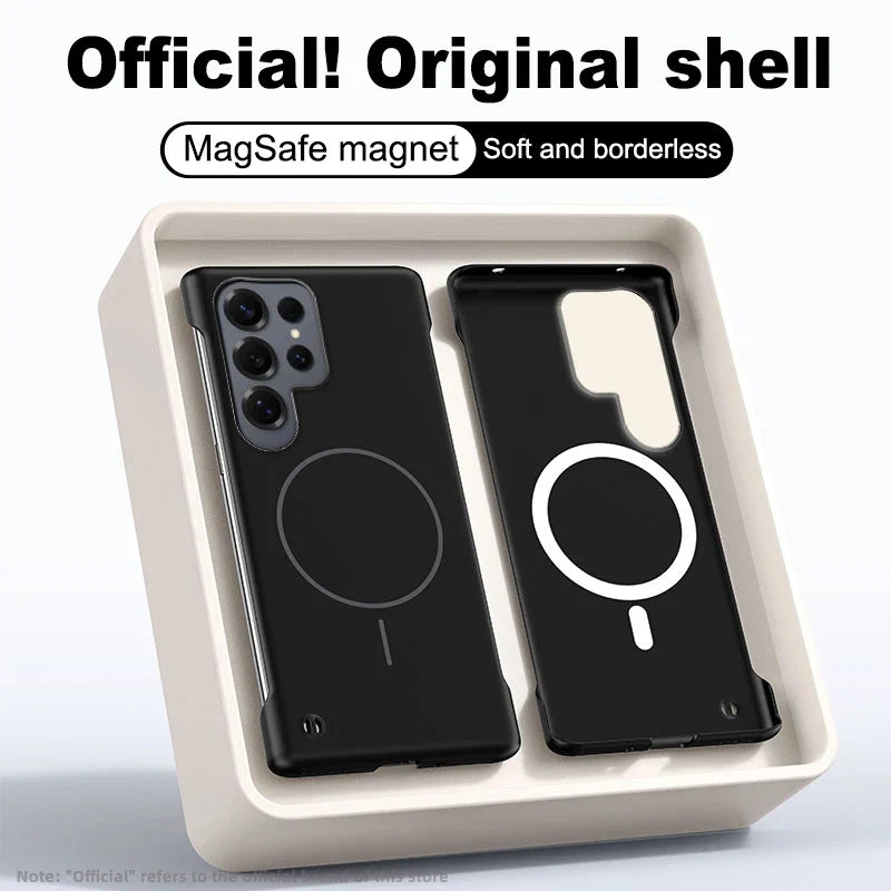 Magnetisk mobildeksel til Galaxy S/Note-serien, rammeløst og minimalistisk design.
