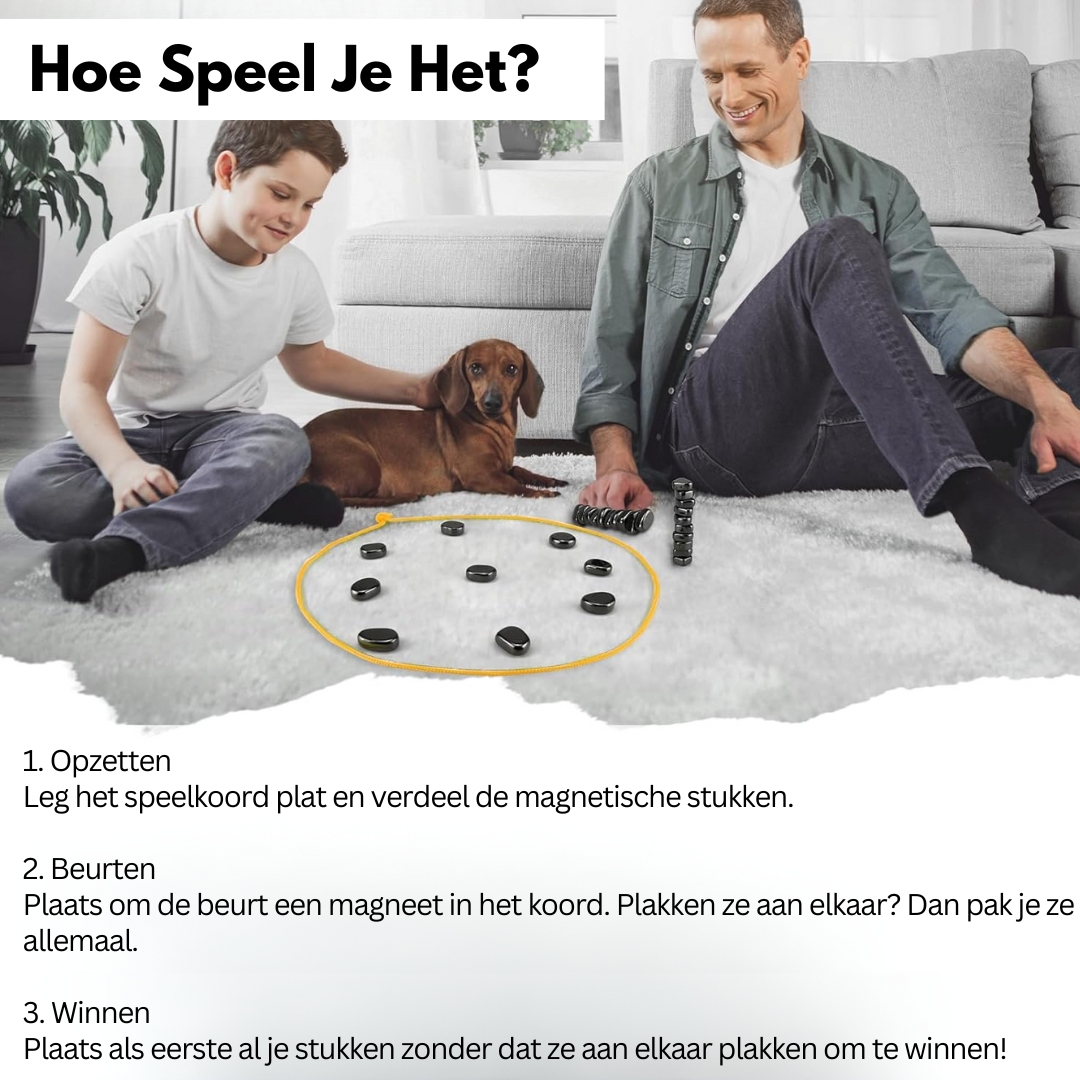 Bærbart magnetisk sjakksett i gul/oransje. Et reisevennlig brettspill for strategi, familiemoro og hjernetrim.