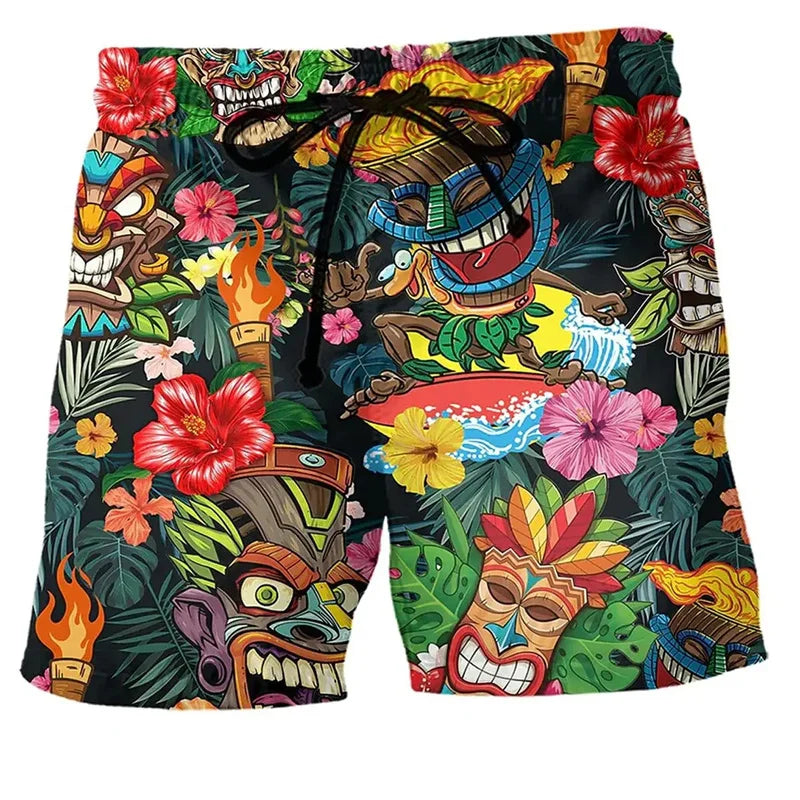 Stilig menns badebukse med kult graffiti-design. Hurtigtørkende shorts for sommer, strand og basseng, herre badetøy.