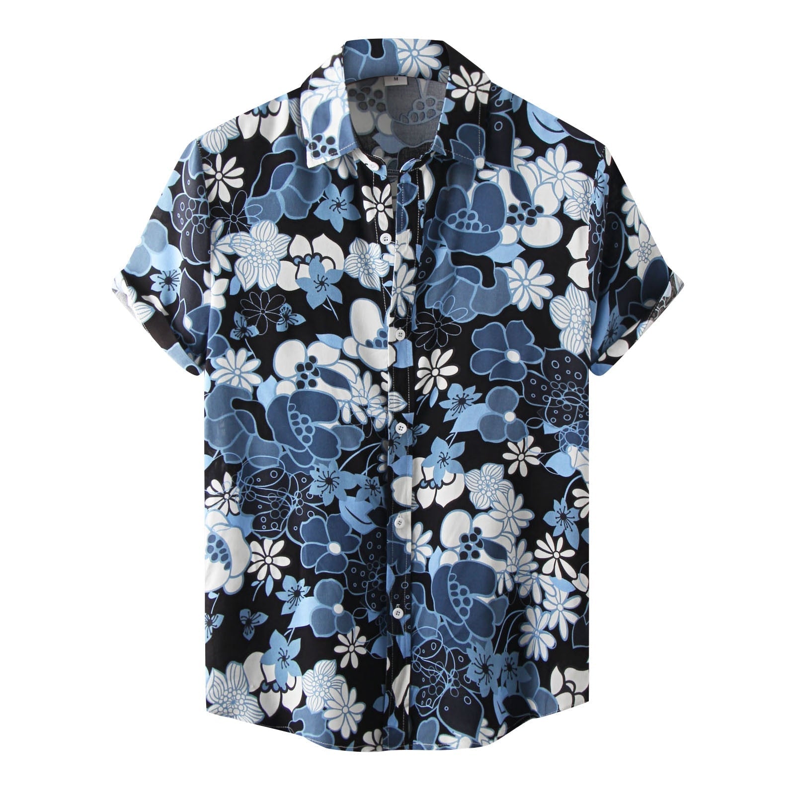 Unik herreskjorte med blomstermønster og krage. Trendy og elegant overdel for menns sommerstil.