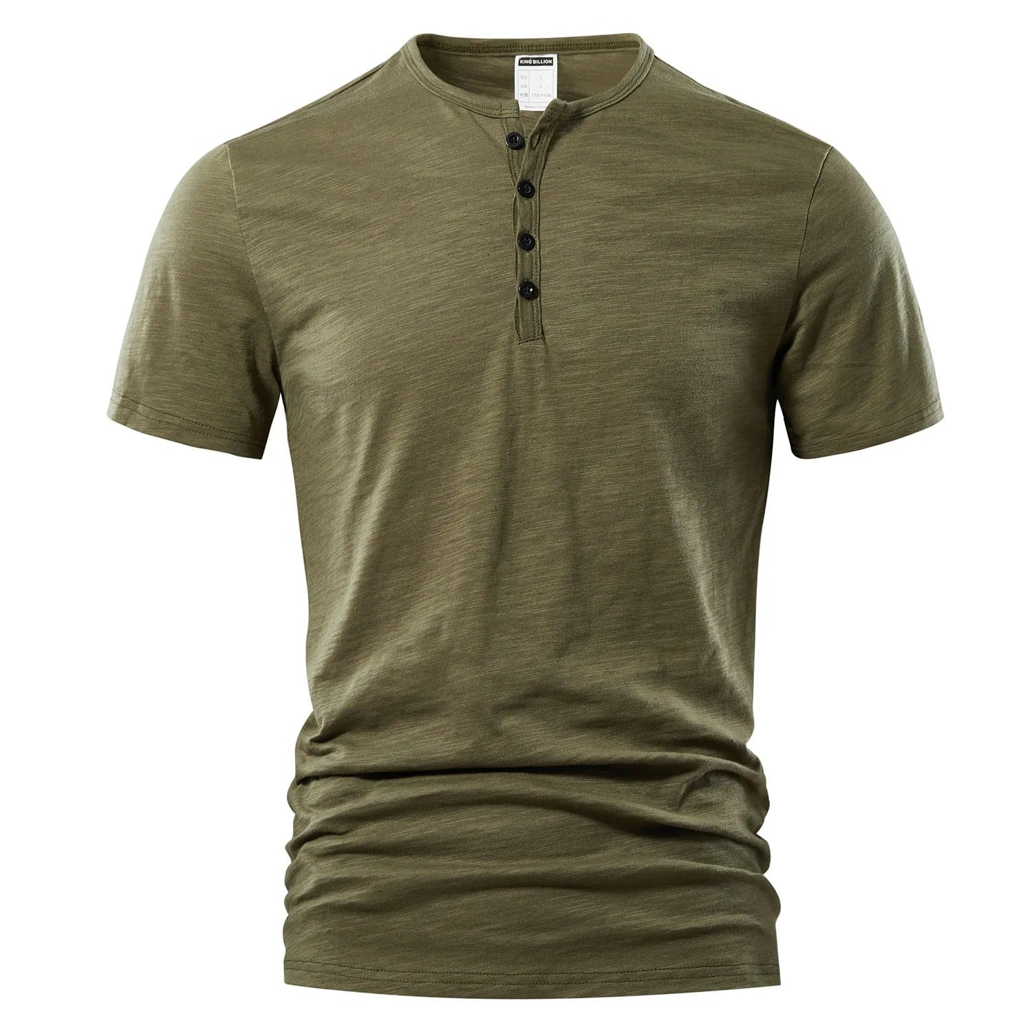 Stilig herre Henley t-skjorte med korte ermer i mykt stoff. Ideell for casual sommerantrekk.