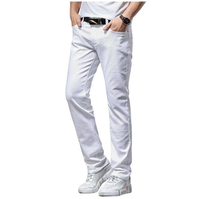 Menns hvite slim fit jeans, tidløs og stilig for en komfortabel hverdagsstil. Perfekt herrejeans.