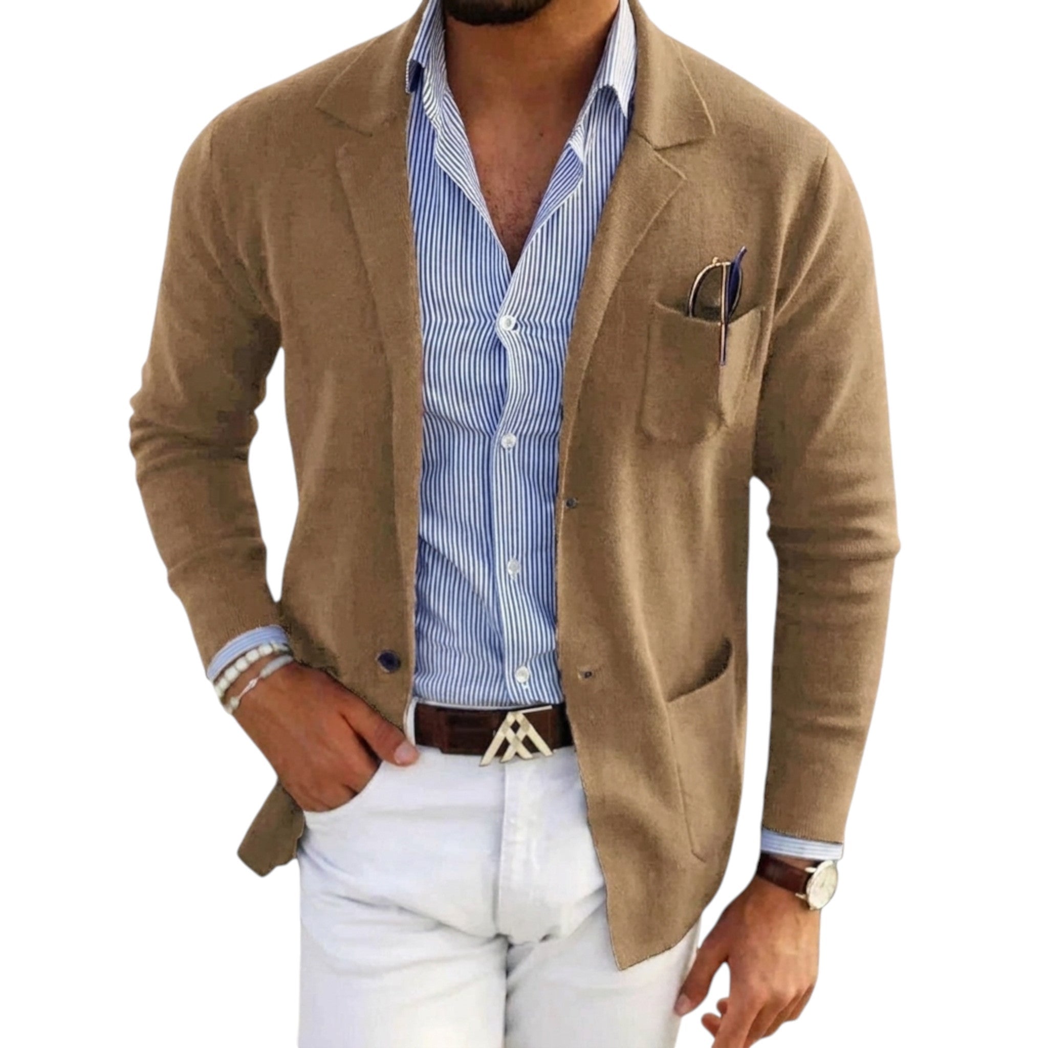Formell business blazer for menn, klassisk design med jakkekrage for et profesjonelt utseende.