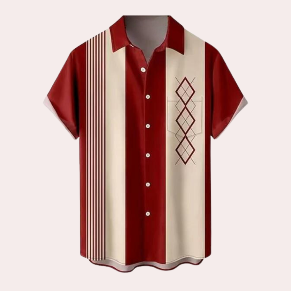 Klassisk retro menns kortermet skjorte. Tidløs stil i bomull for en komfortabel sommerlook.