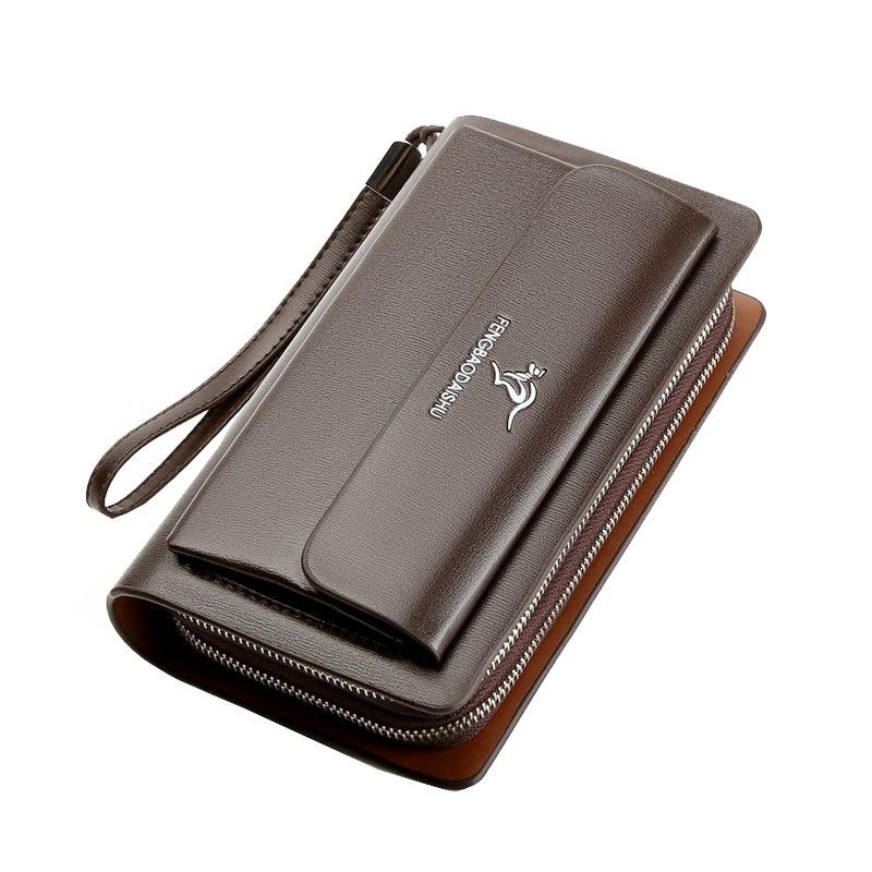 Premium skinnveske for menn, en klassisk clutch designet for optimal organisering av dine eiendeler.