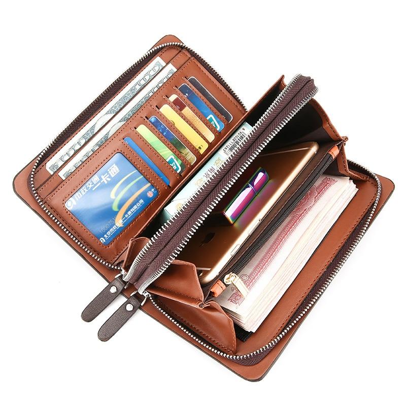 Menns elegant skinn clutch, tilgjengelig i brun og svart, et sofistikert tilbehør for enhver mann.