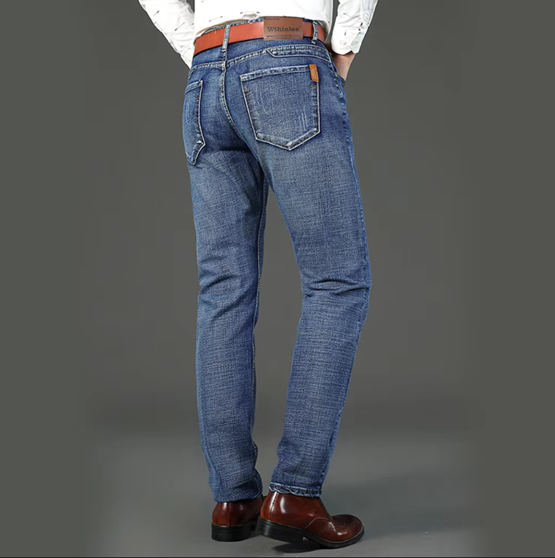 Slitesterke menns denimjeans med klassisk stil og komfortabel rett passform.