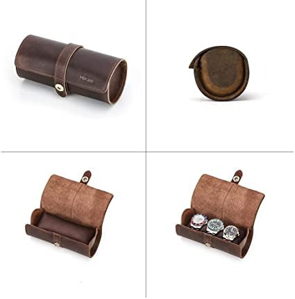 Komfortabel og sikker klokke organizer pouch for menn. Reiseoppbevaring av høy kvalitet i skinn.