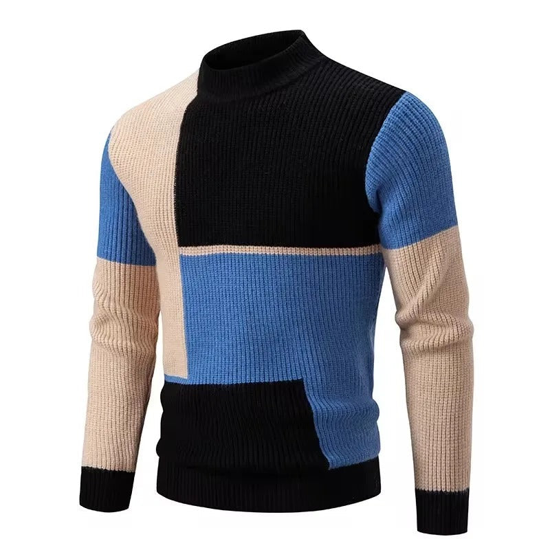 Stilig høyhals vintergenser for menn. Rutete design, langermet og varm, en komfortabel herrepullover.