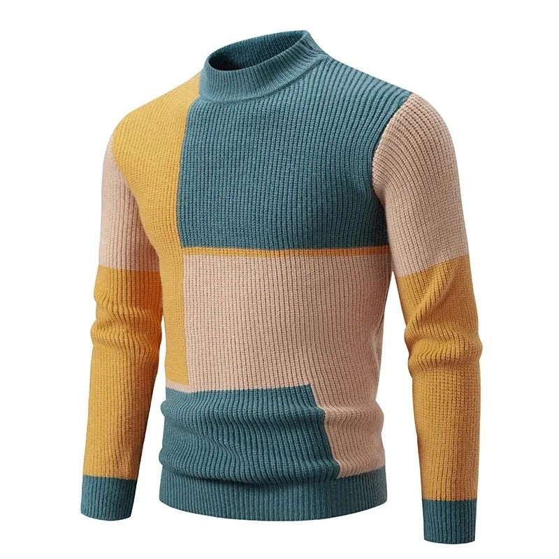 Varm vintergenser for menn, perfekt for hverdagsklær. Komfortabel høyhals pullover med rutete mønster.