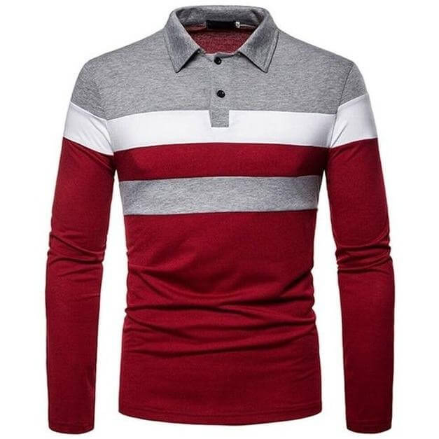 Menns langermede poloskjorte, gråblå. Uformell og komfortabel for en avslappet, men stilfull look.