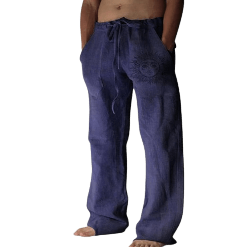 Allsidige herrebukser for yoga og trening, med løs passform for maksimal bevegelsesfrihet.